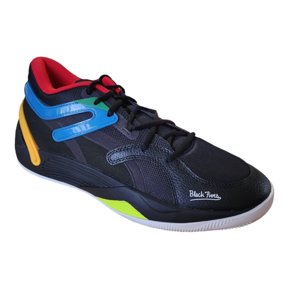 PUMA TRC Blaze Black Fives Court Basketball Low Top Athletic Shoe Sneaker Men 12